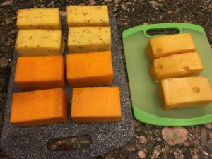 Cheese waiting to be vacuum sealed